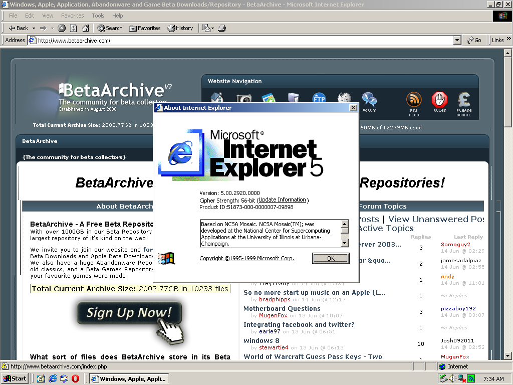 Internet Explorer 5.0 for Windows (1999)